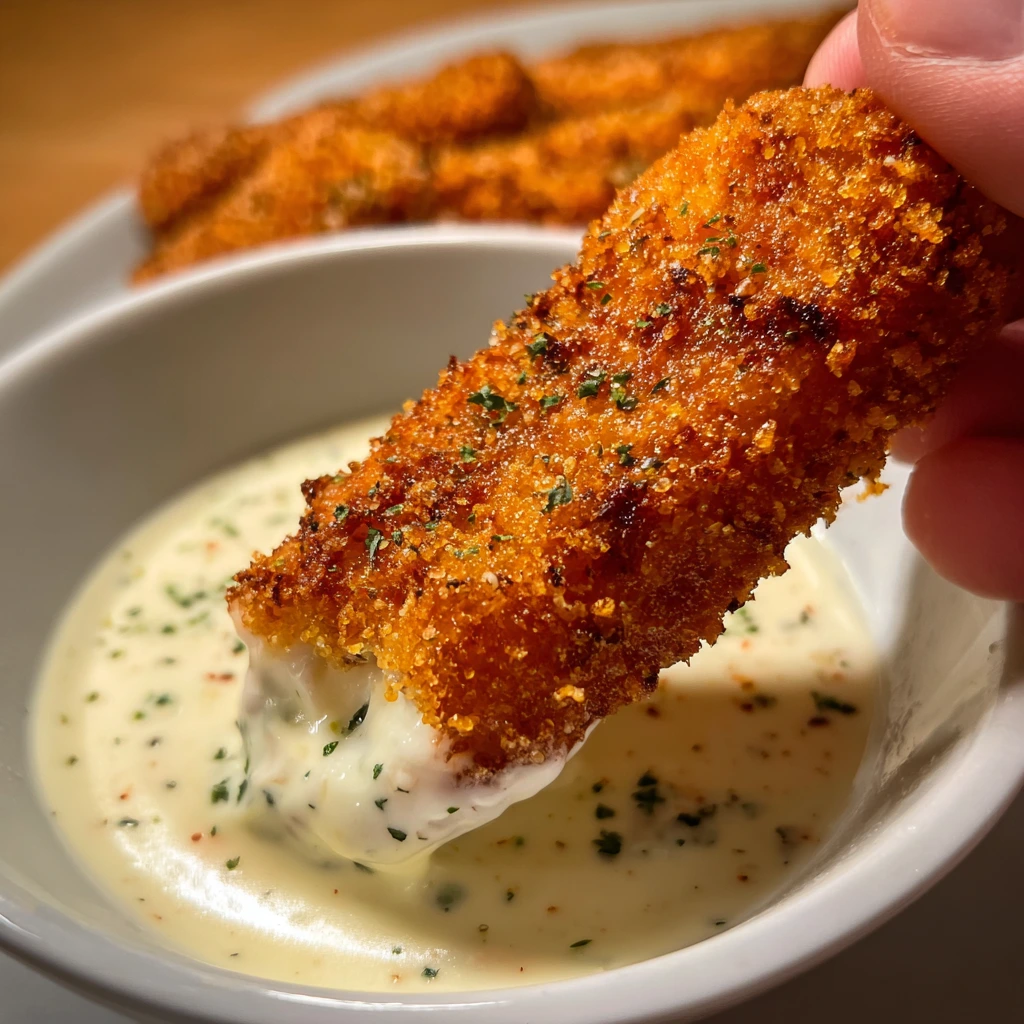 Spicy Nashville Hot Mozzarella Sticks with a Crunchy Coating