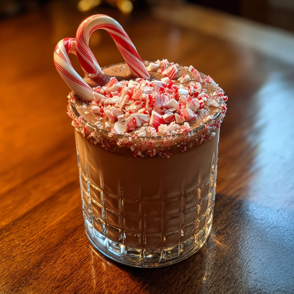 Delightfully Sweet Naughty Elf Cocktail with Peppermint and Chocolate