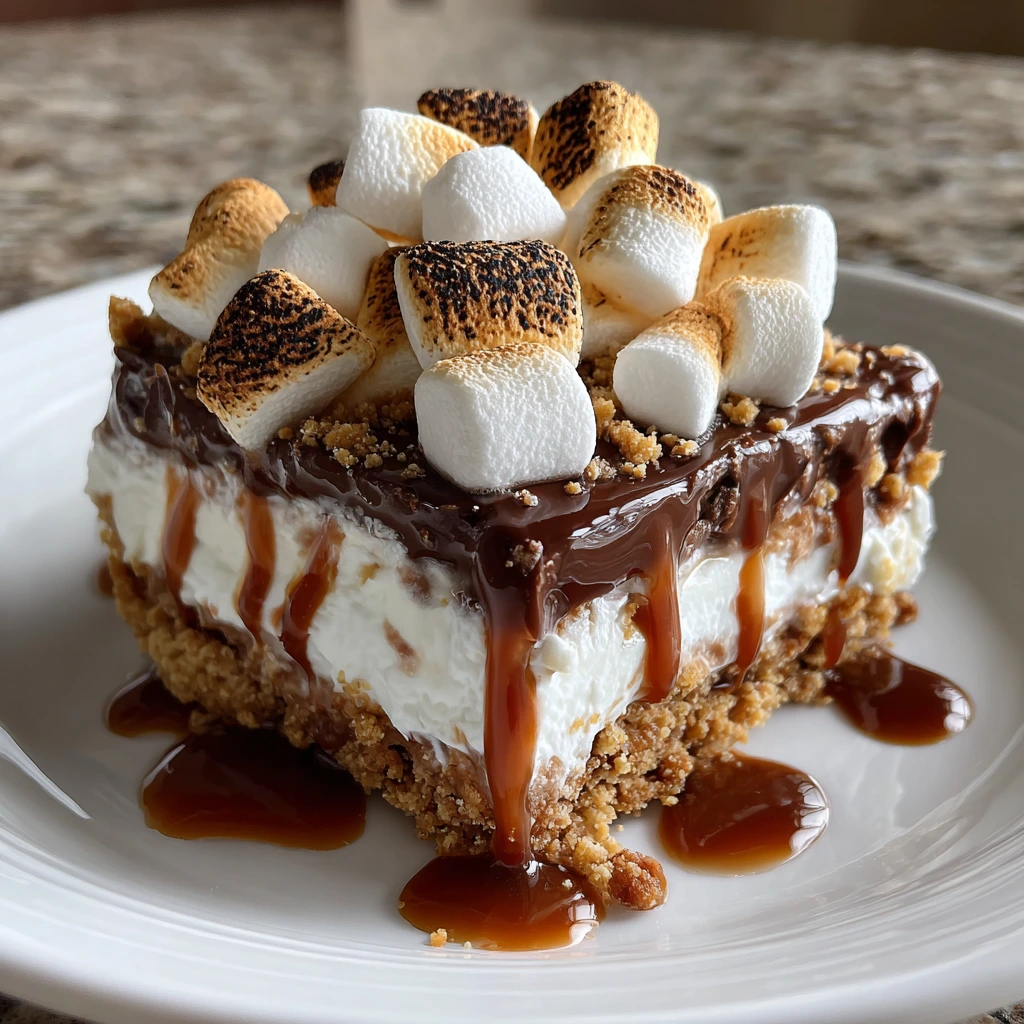 Decadent No-Bake S’mores Dessert Lasagna with Creamy Chocolate and Marshmallow Layers