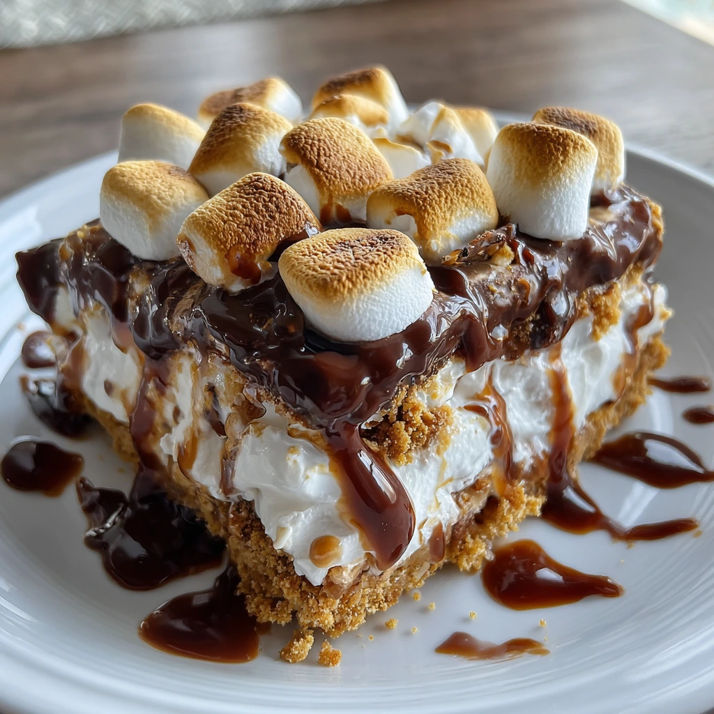 Decadent No-Bake S’mores Dessert Lasagna with Creamy Chocolate and Marshmallow Layers