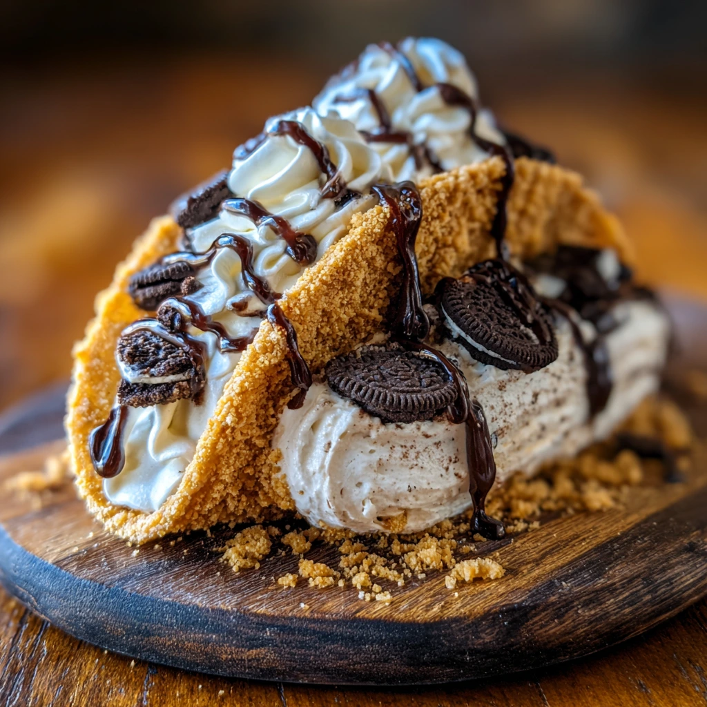 Decadent Oreo Crunch Cheesecake Tacos with Creamy Filling and Crunchy Toppings