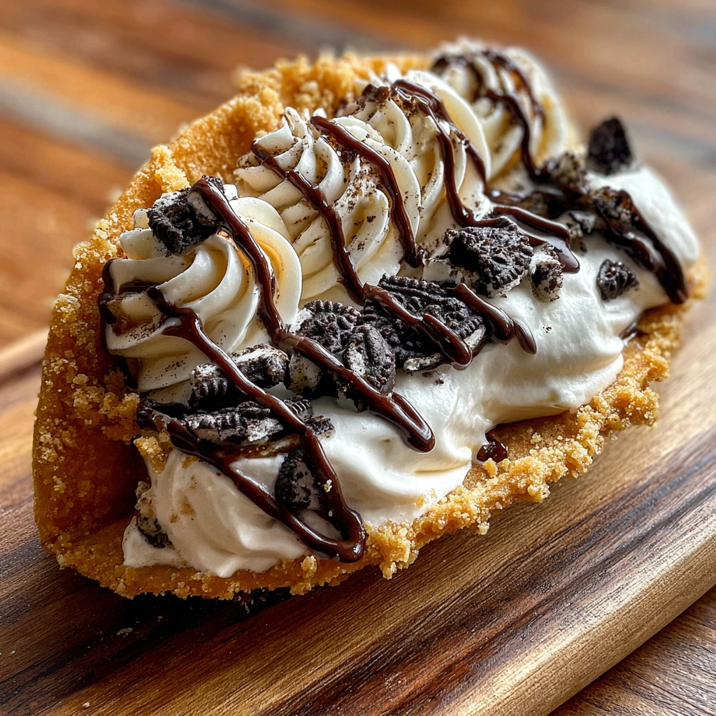 Decadent Oreo Crunch Cheesecake Tacos with Creamy Filling and Crunchy Toppings