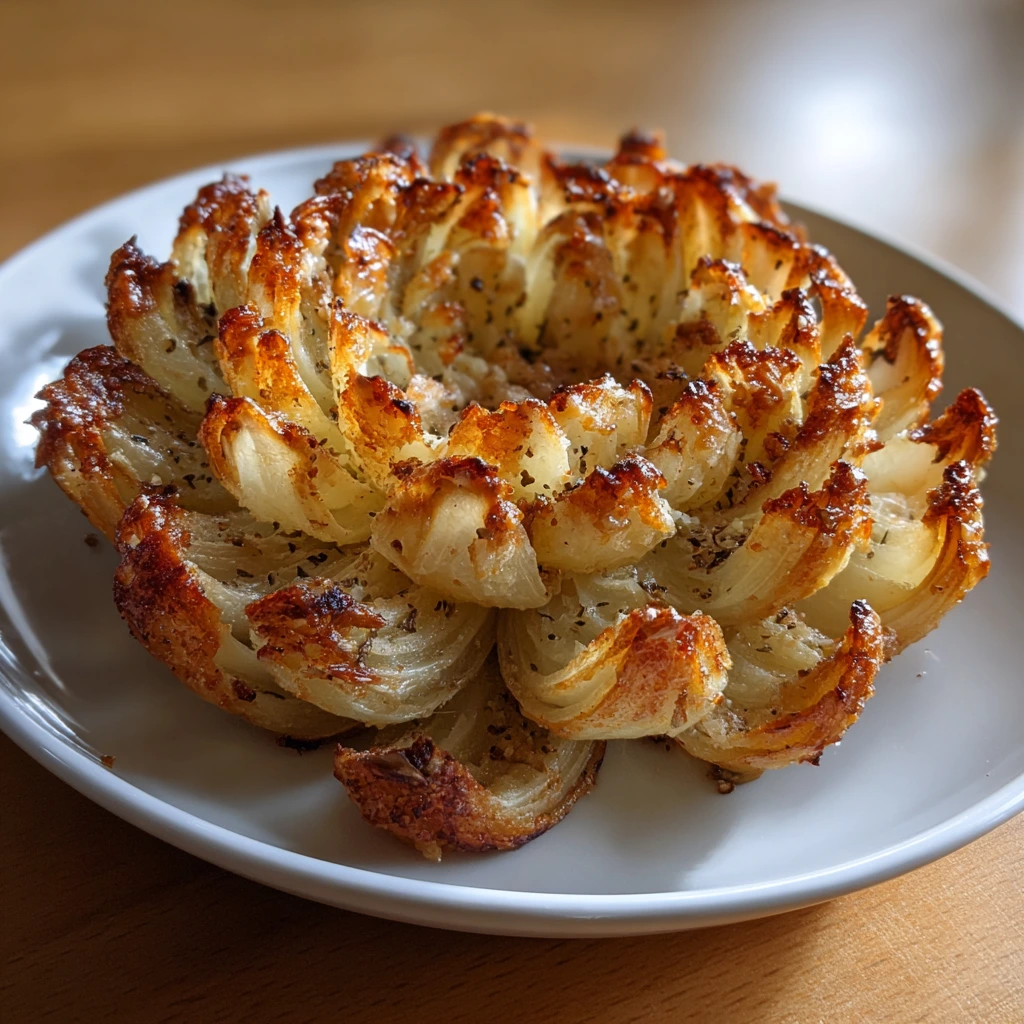 Crispy Oven-Baked Blooming Onion with Spicy Dipping Sauce