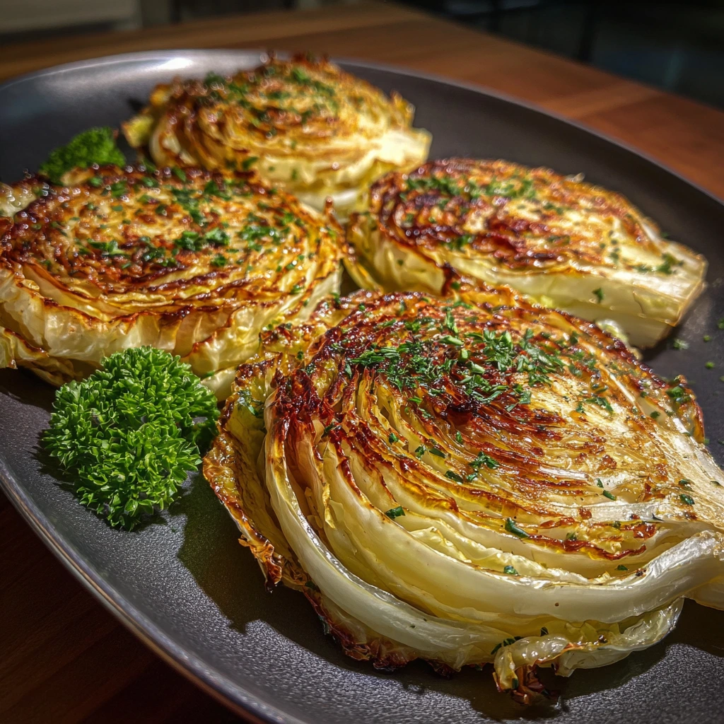 Savory Oven Roasted Cabbage Steaks with Garlic and Paprika Seasoning