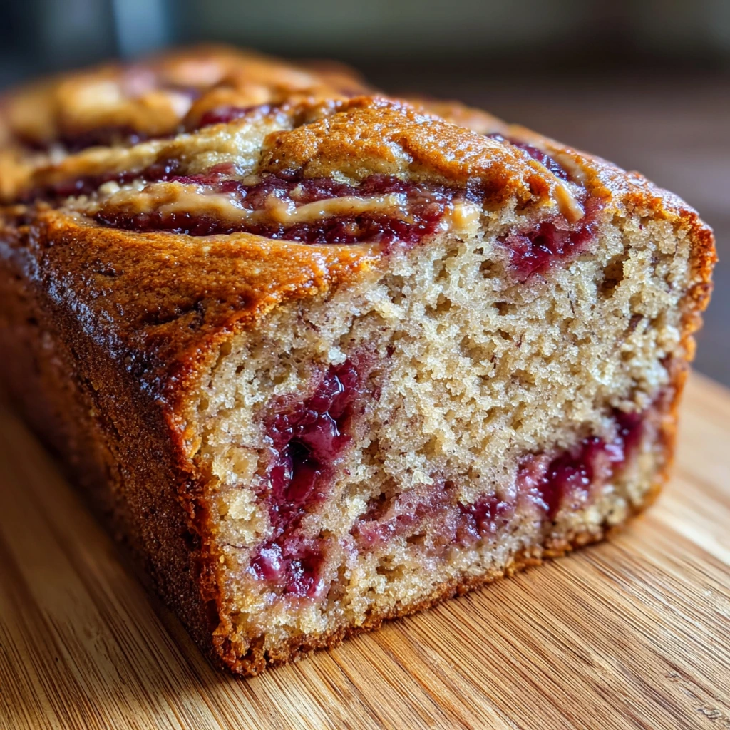 Deliciously Wholesome Peanut Butter & Jelly Banana Bread Delight