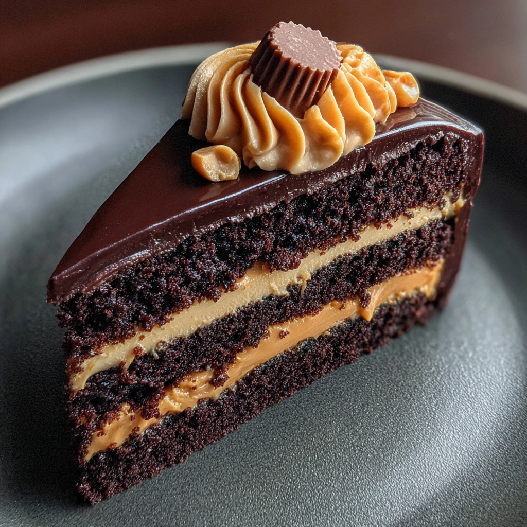 Decadent Peanut Butter Chocolate Layer Cake with Silky Ganache and Creamy Frosting