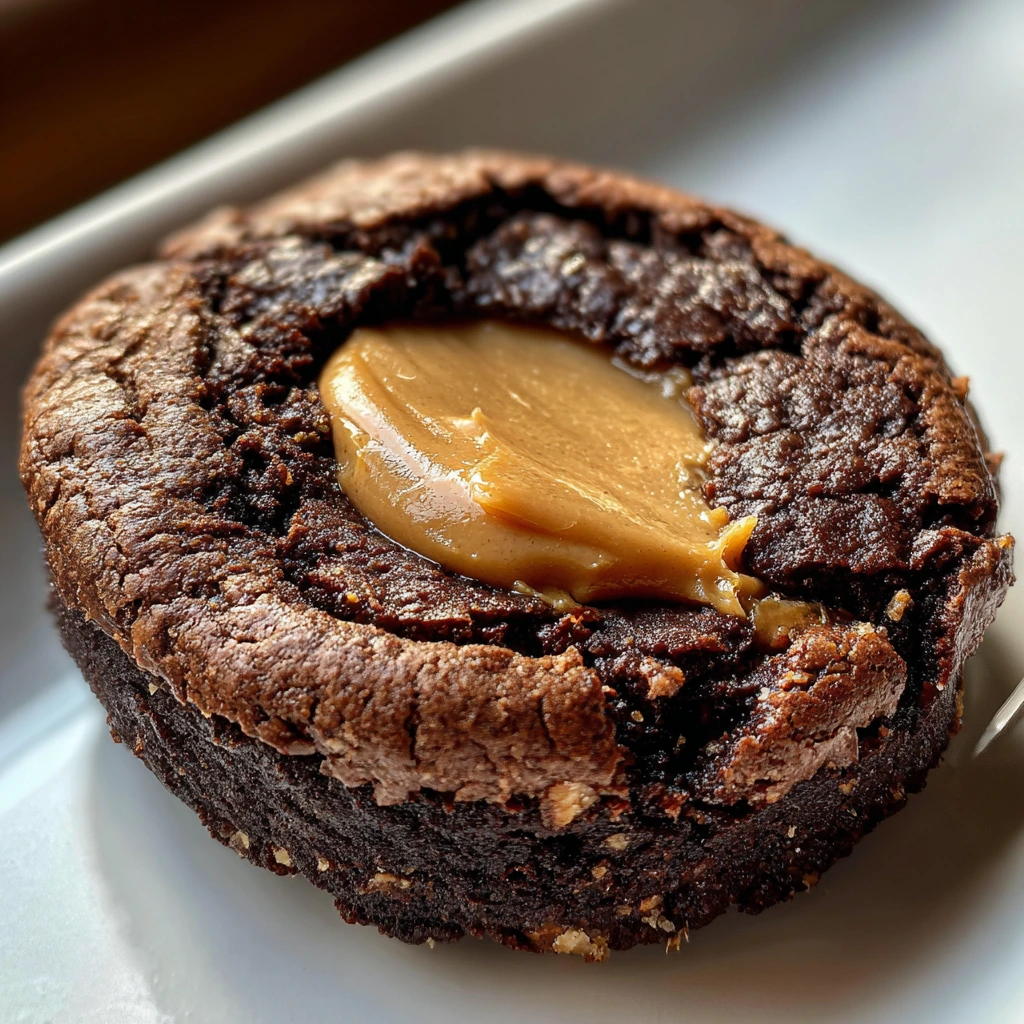 Decadent Peanut Butter Filled Brownie Cookies with a Chewy Center