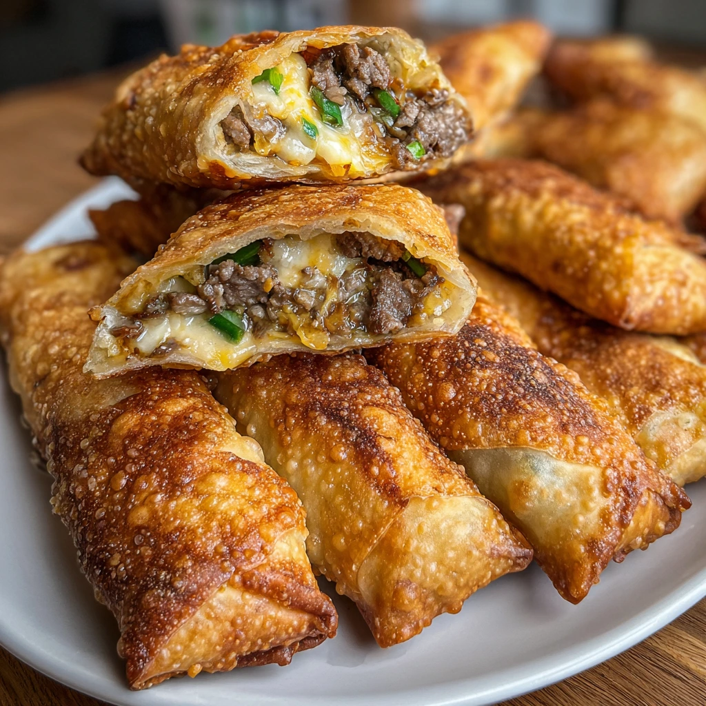 Crispy Philly Cheesesteak Egg Rolls with Savory Beef and Cheese Filling