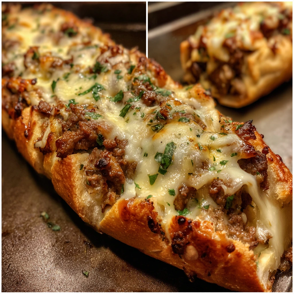 Savory Philly Cheesesteak Stuffed Cheesy Breadsticks with Melted Cheese and Fresh Herbs