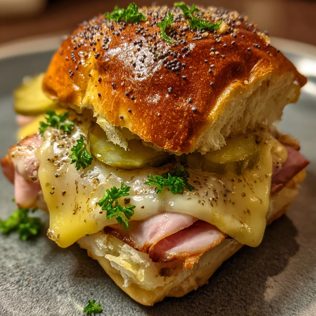 Savory Pickle-Garlic Butter Cuban Inspired Pull-Apart Sliders