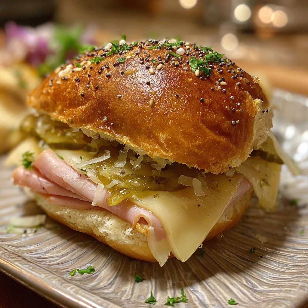 Savory Pickle-Garlic Butter Cuban Inspired Pull-Apart Sliders