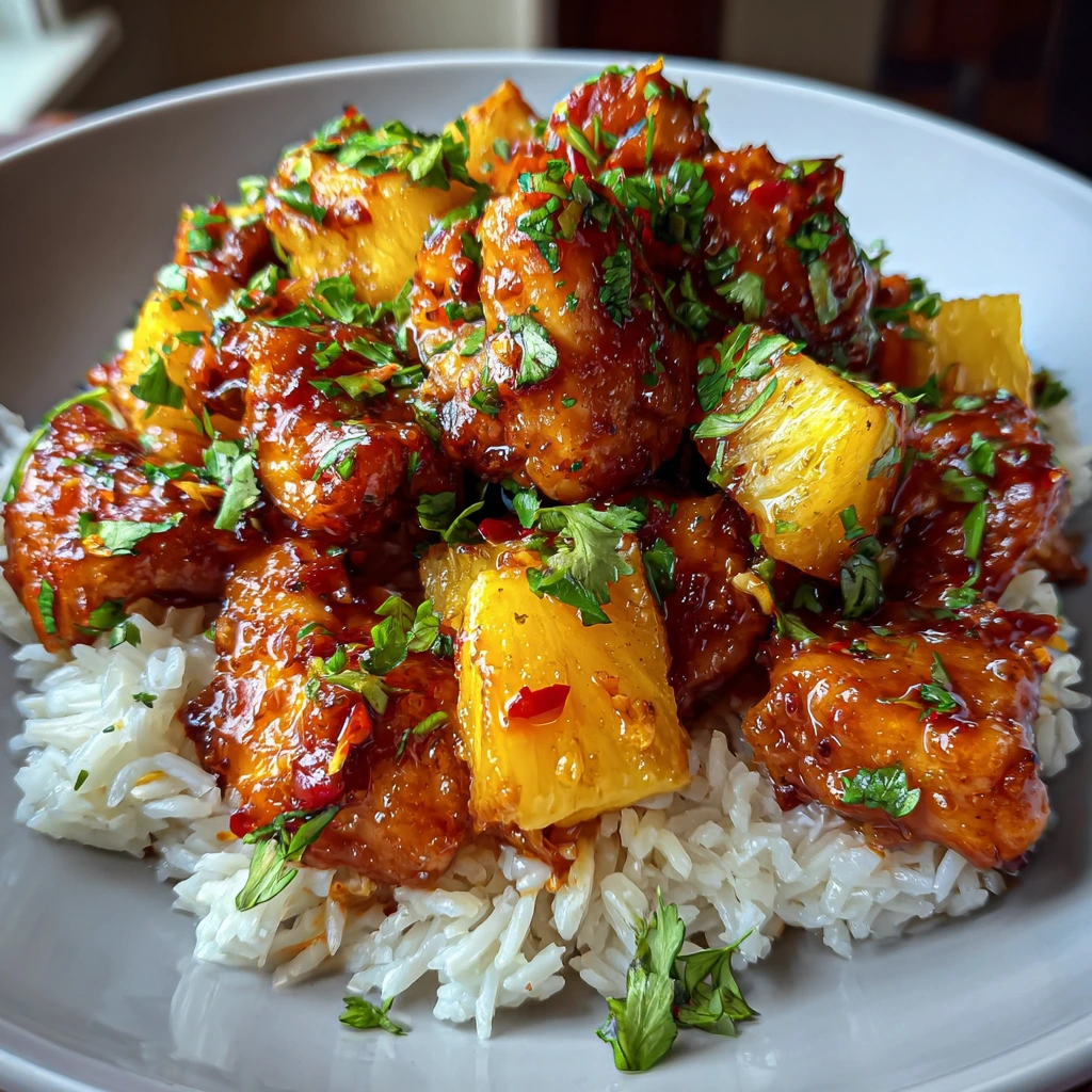 Deliciously Sweet and Savory Pineapple Chicken with Fluffy Rice