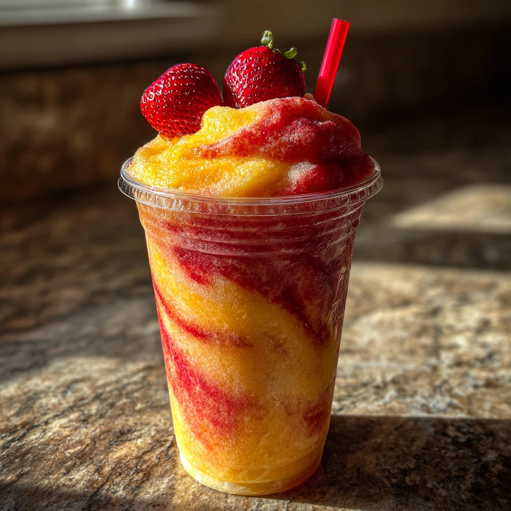 Refreshing Pineapple Strawberry Swirled Slushies for Summer Fun