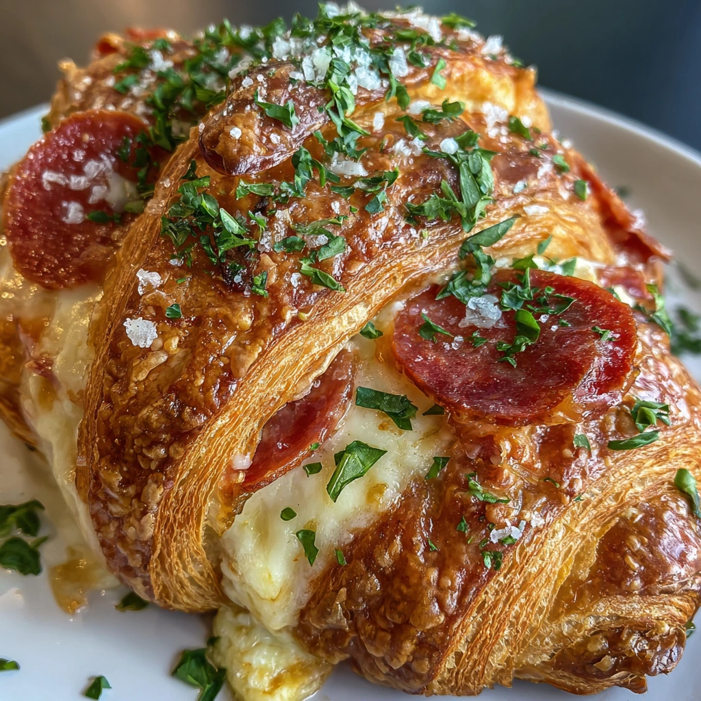 Deliciously Cheesy and Savory Pizza Croissants with Pepperoni and Fresh Basil