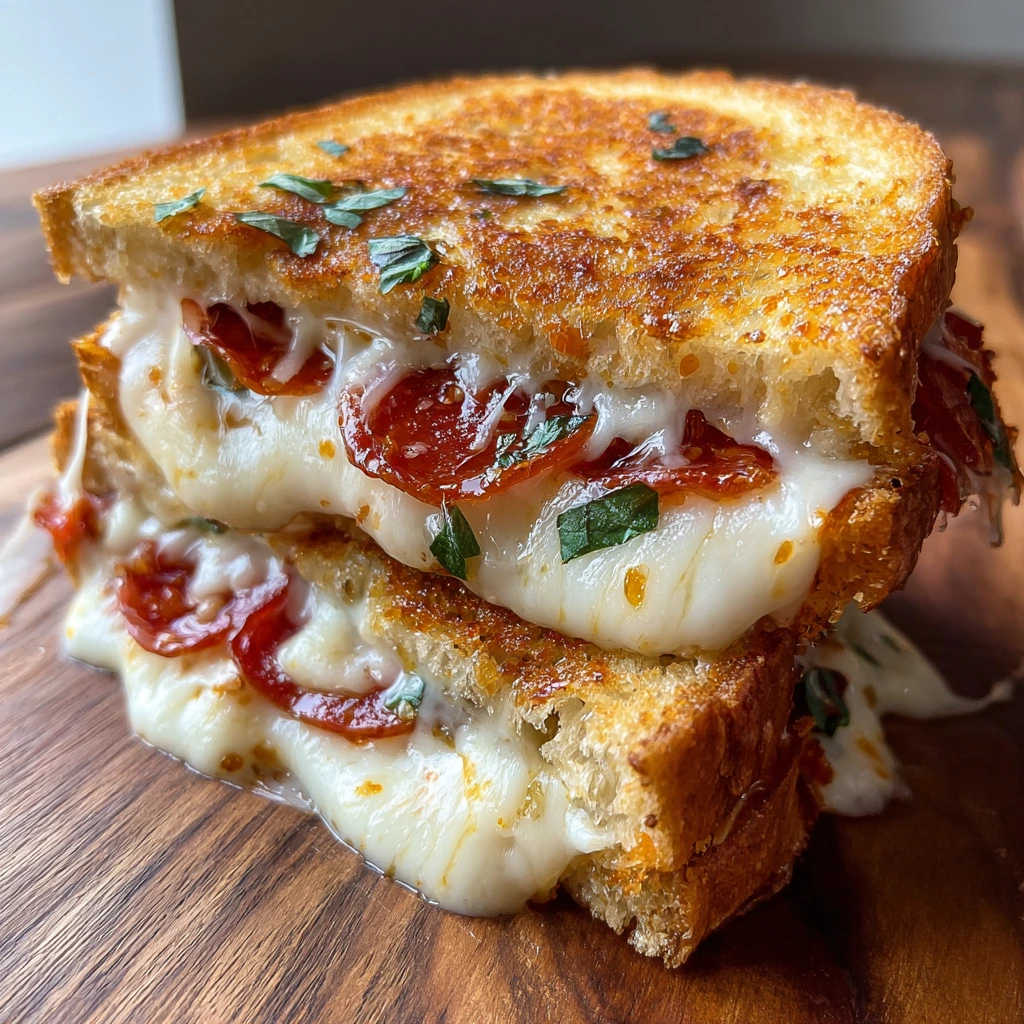 Heavenly Pizza Grilled Cheese with Mozzarella and Marinara Magic