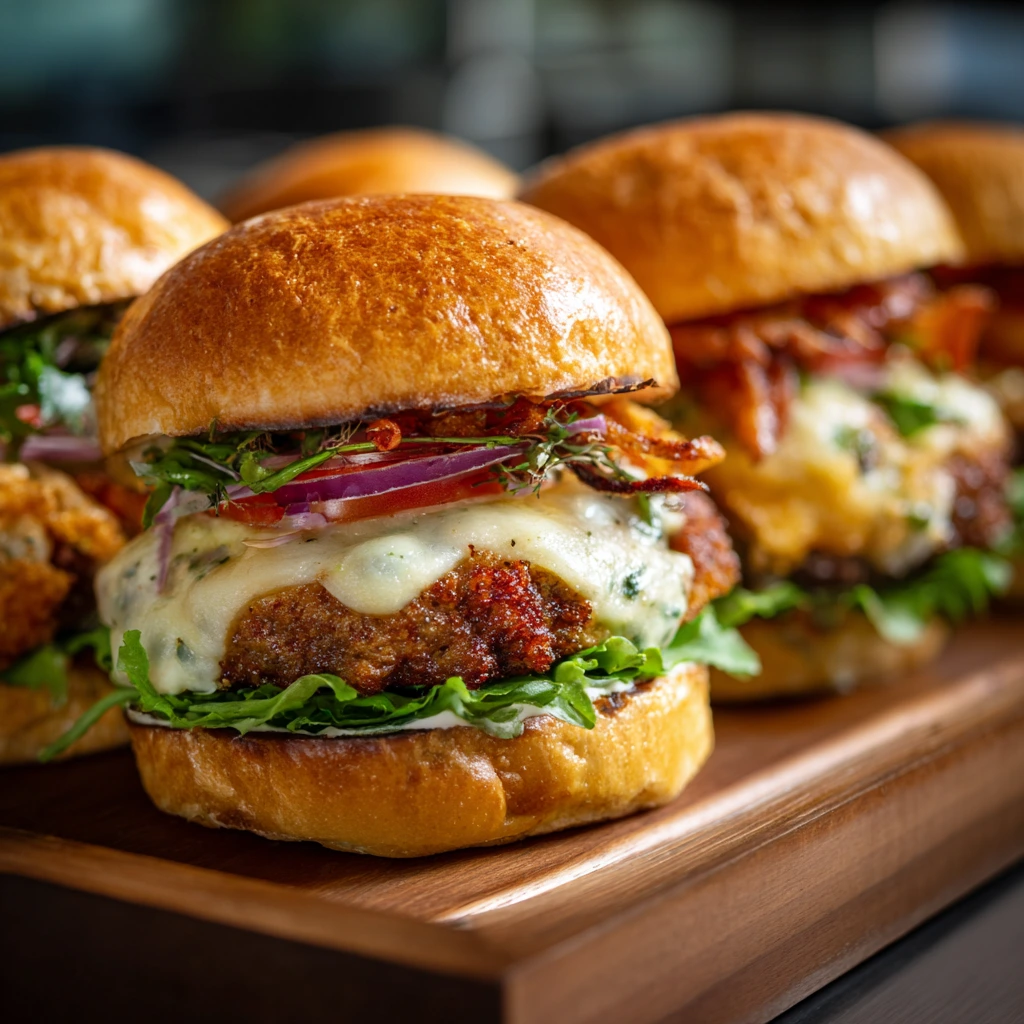 Deliciously Savory Potato and Onion Cheese Burgers with Crispy Texture
