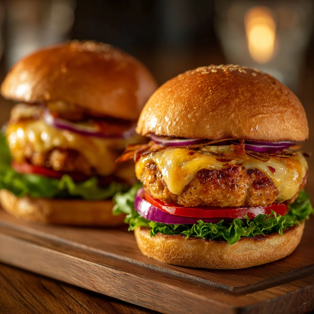 Deliciously Savory Potato and Onion Cheese Burgers with Crispy Texture
