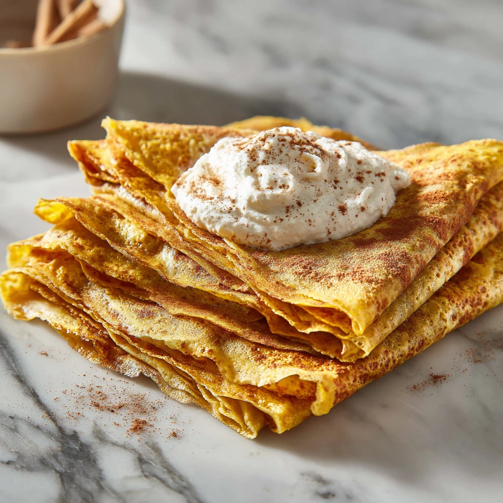 Delicious Pumpkin Crepes with Cinnamon Mascarpone Filling for Fall Gatherings