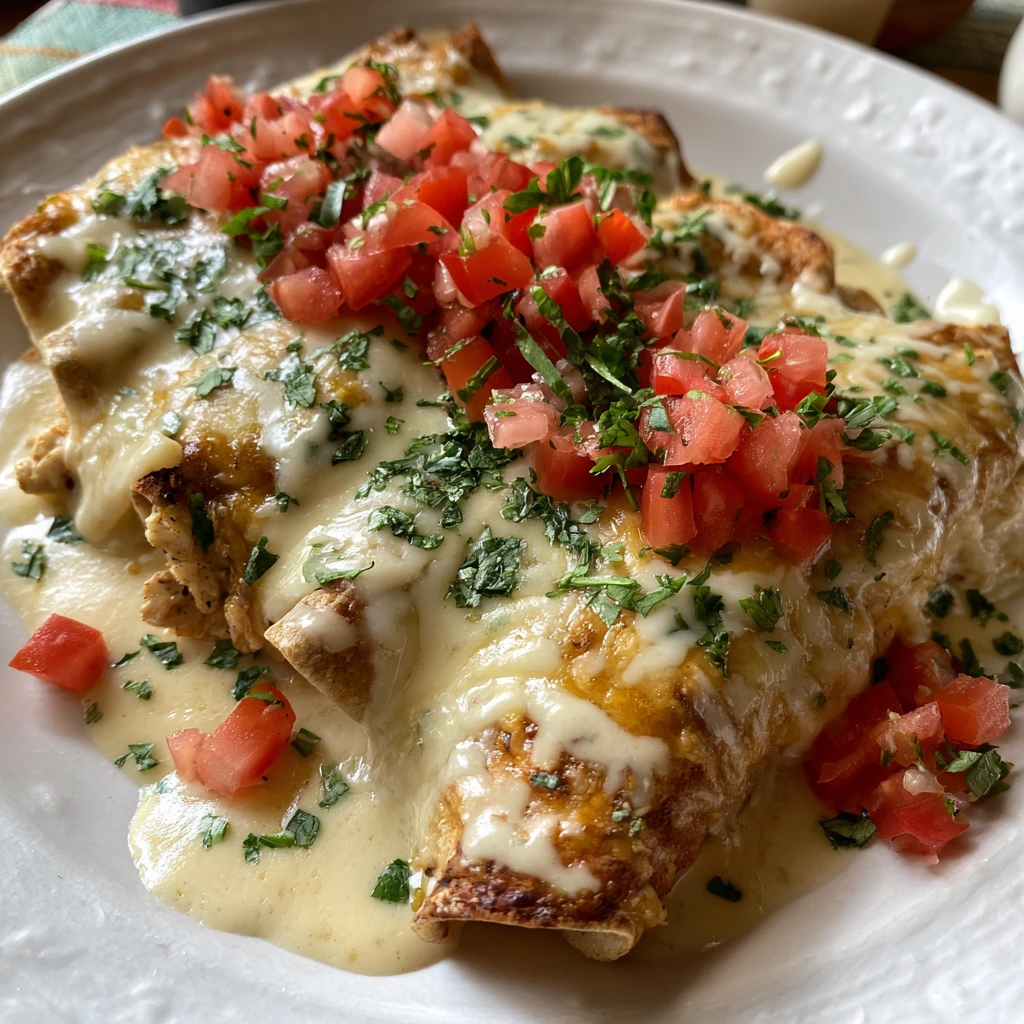 Succulent Queso Chicken Enchiladas with Creamy Cheese Sauce