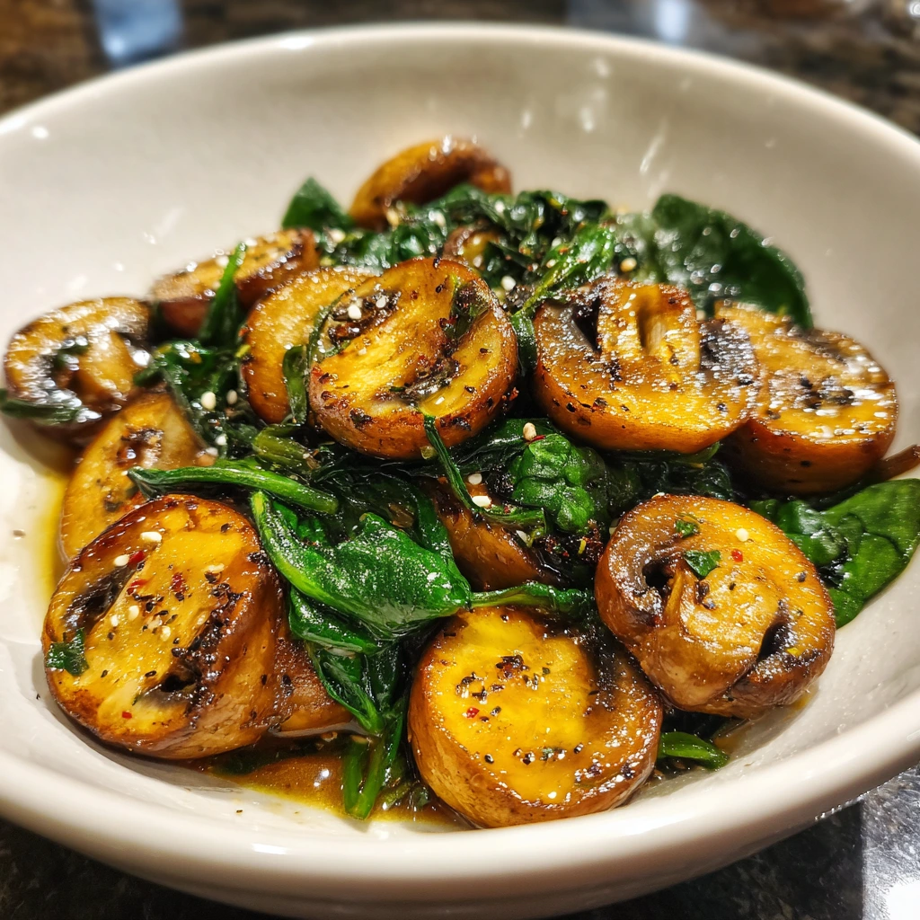 Quick & Healthy Sautéed Mushrooms with Spinach and Garlic Delight