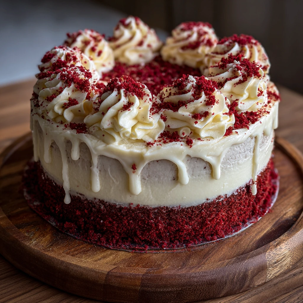Decadent Red Velvet Cheesecake Cake with Cream Cheese Frosting
