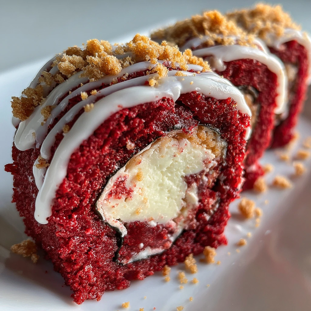 Decadent Red Velvet Cheesecake Sushi Rolls with Cream Cheese and Sweet Chocolate