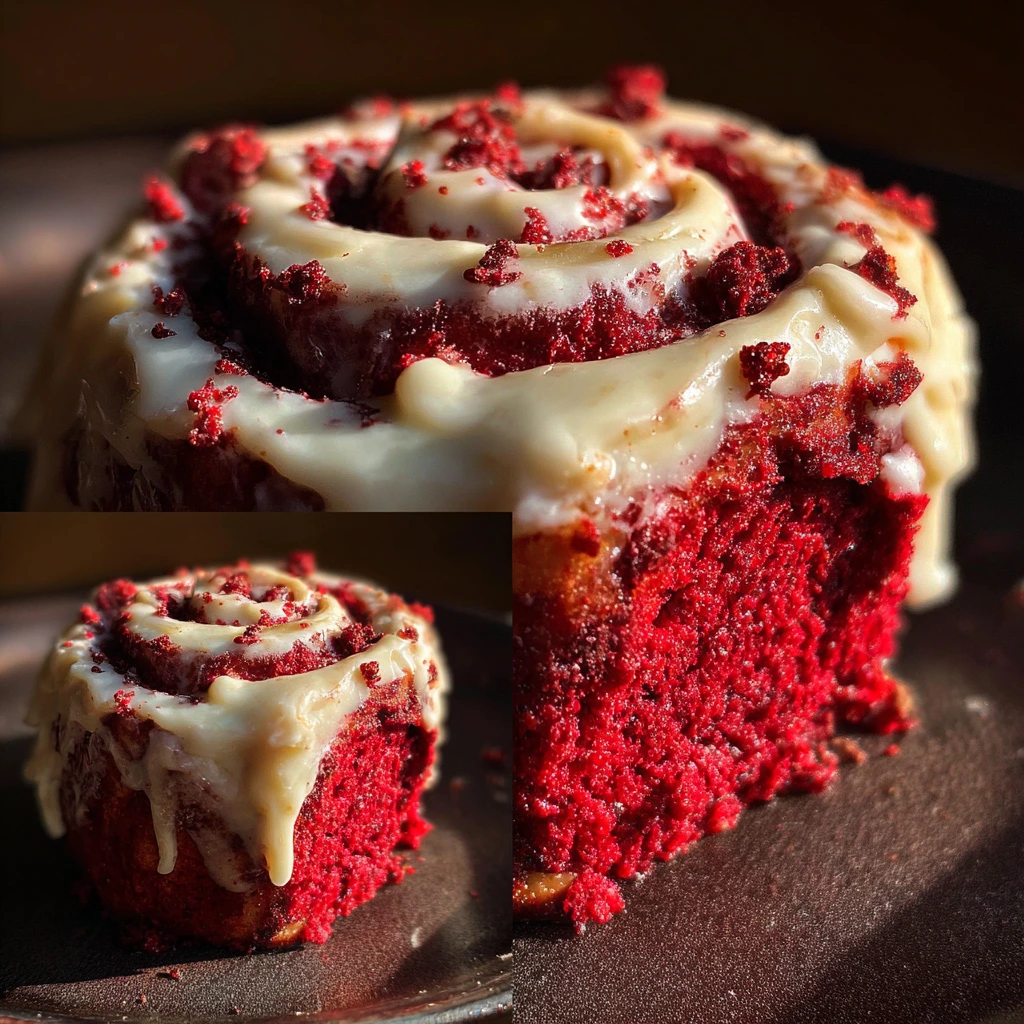 Decadent Red Velvet Cinnamon Rolls with Cream Cheese Frosting
