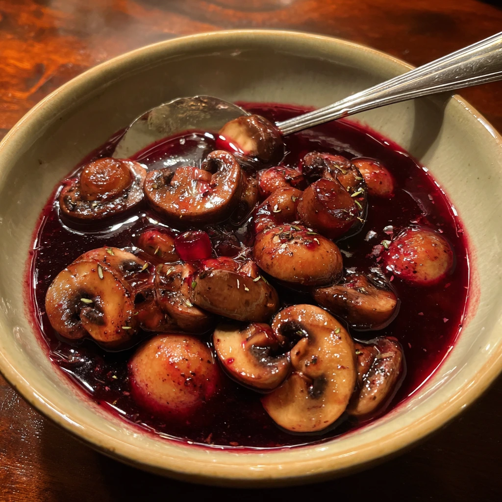 Savory Red Wine Mushroom Sauce with Garlic and Fresh Herbs