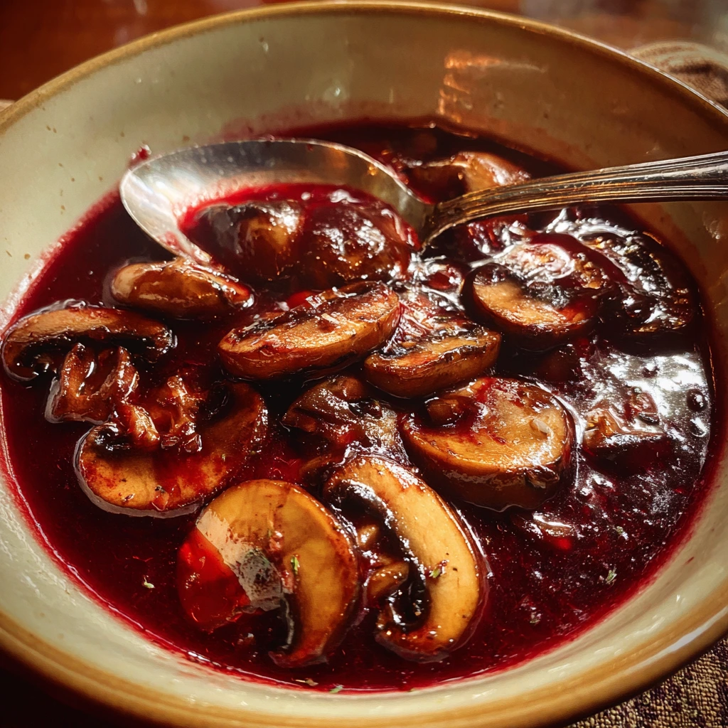Savory Red Wine Mushroom Sauce with Garlic and Fresh Herbs