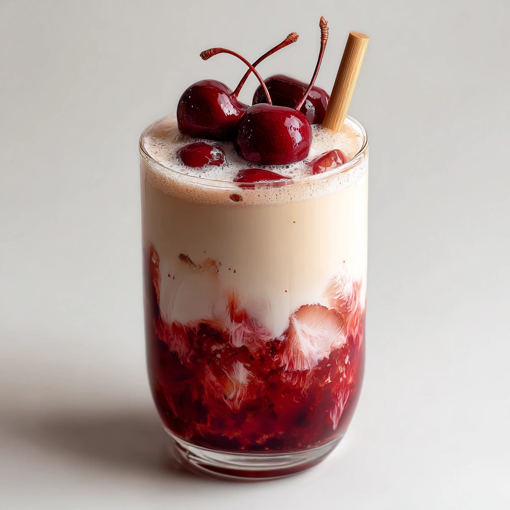 Refreshing Cherry Earl Grey Milk Tea with Sweet Vanilla Infusion