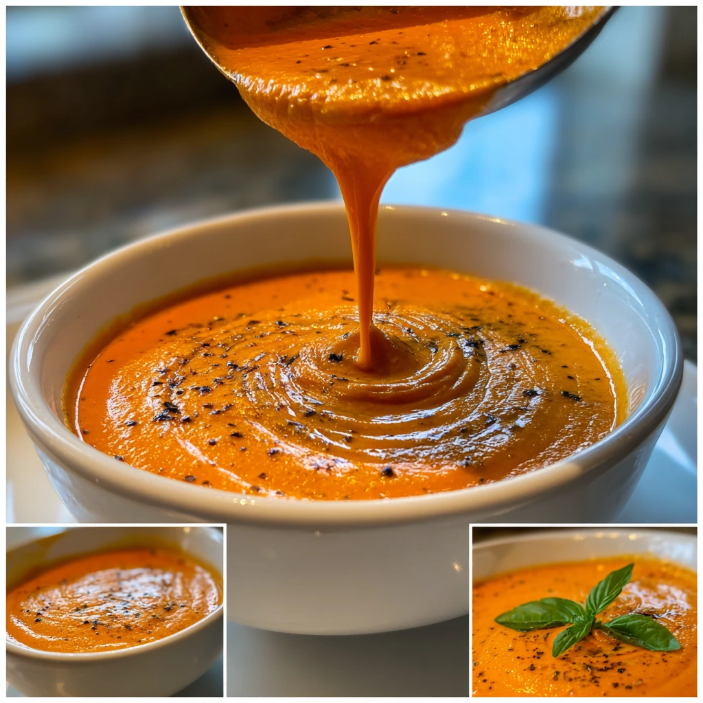Creamy Roasted Red Pepper Gouda Soup with Fresh Herbs and Spices