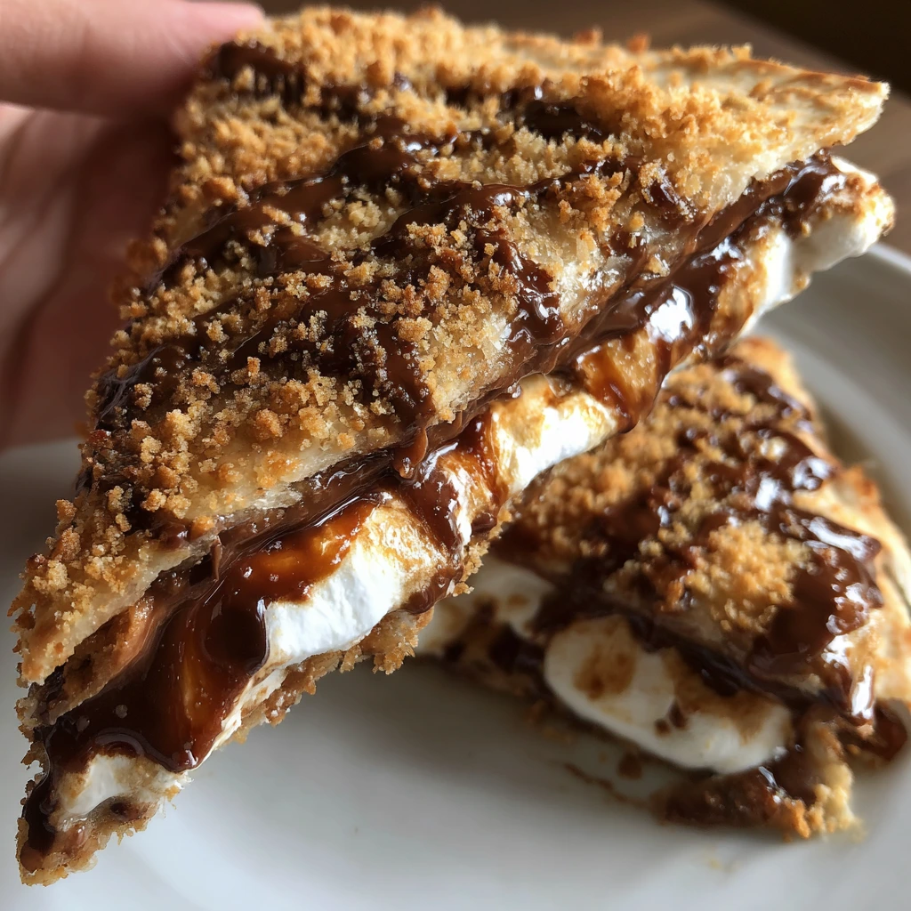 Decadent S'mores Dessert Quesadillas with Crunchy Graham Cracker Crust and Melty Chocolate