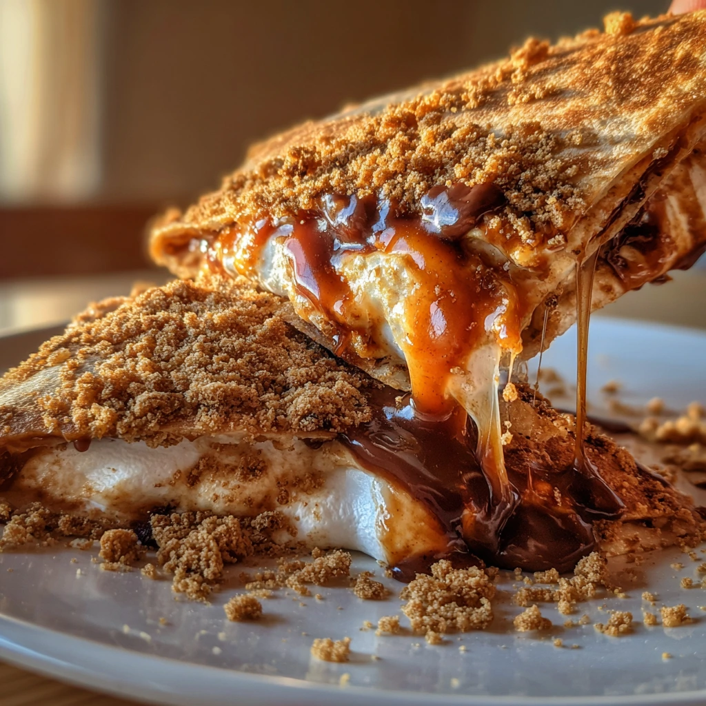 Decadent S'mores Dessert Quesadillas with Crunchy Graham Cracker Crust and Melty Chocolate