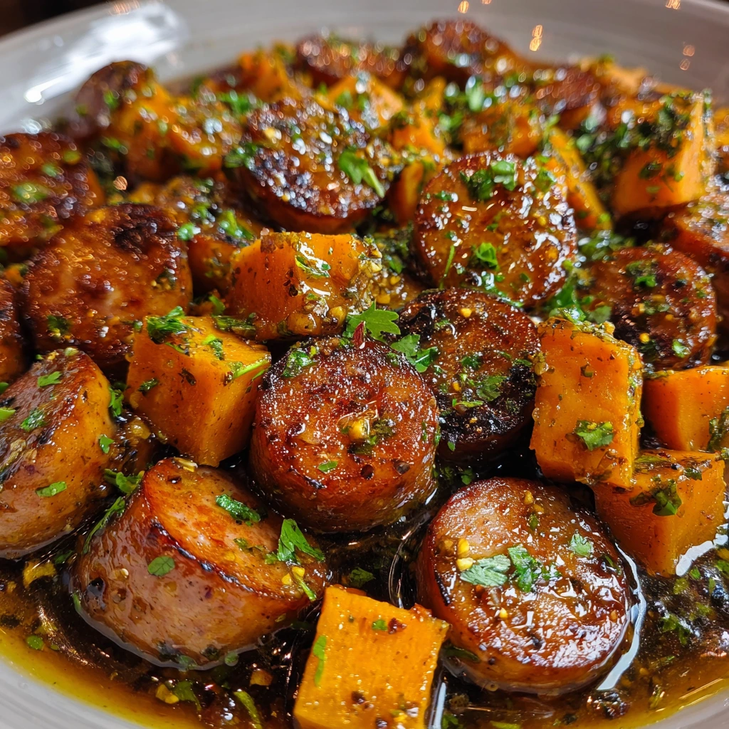 Savory Sausage and Sweet Potatoes in Honey Garlic Sauce Delight