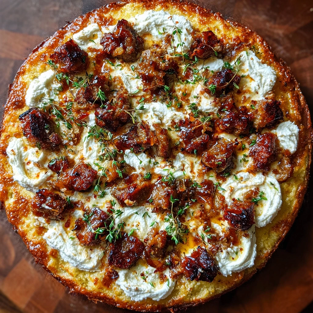 Savory Sausage Ricotta Honey Hot Pizza with Crispy Crust and Tangy Flavor