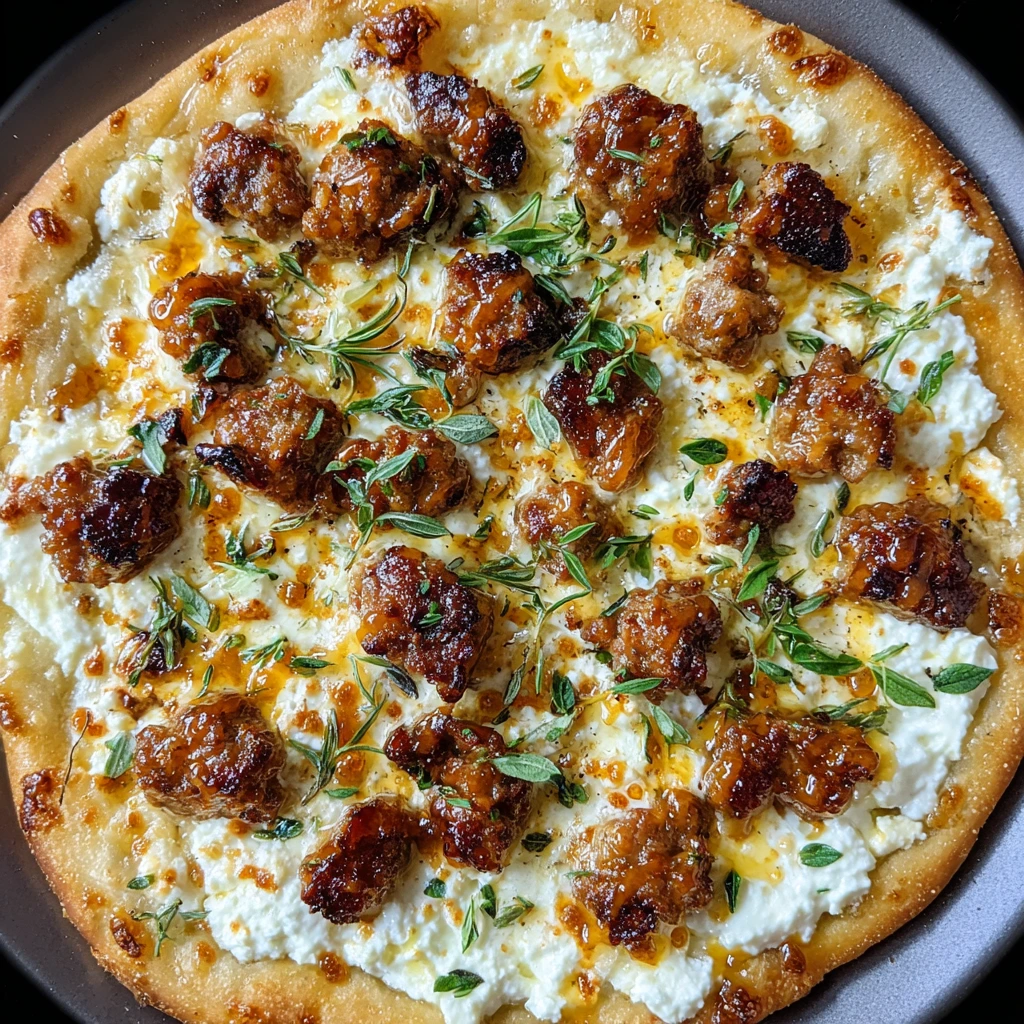 Savory Sausage Ricotta Honey Hot Pizza with Crispy Crust and Tangy Flavor