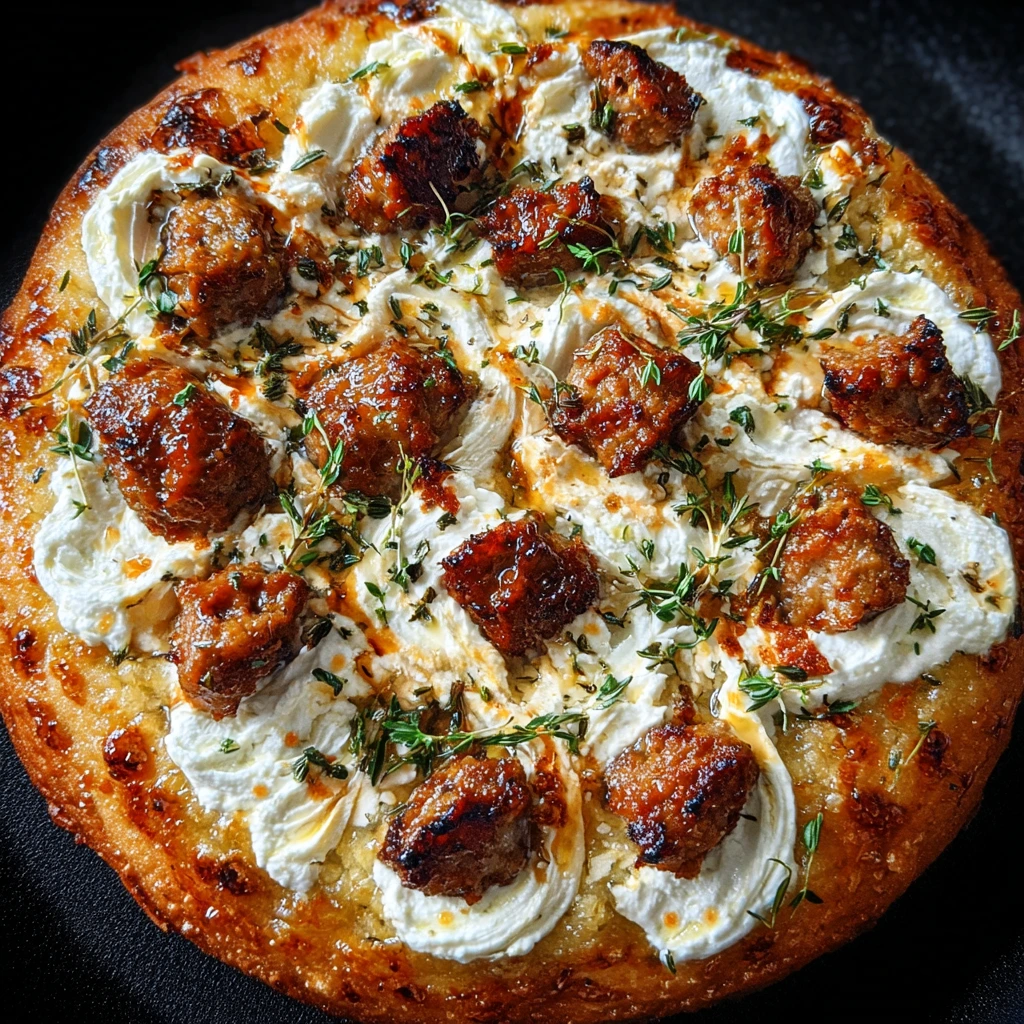 Savory Sausage Ricotta Honey Hot Pizza with Crispy Crust and Tangy Flavor