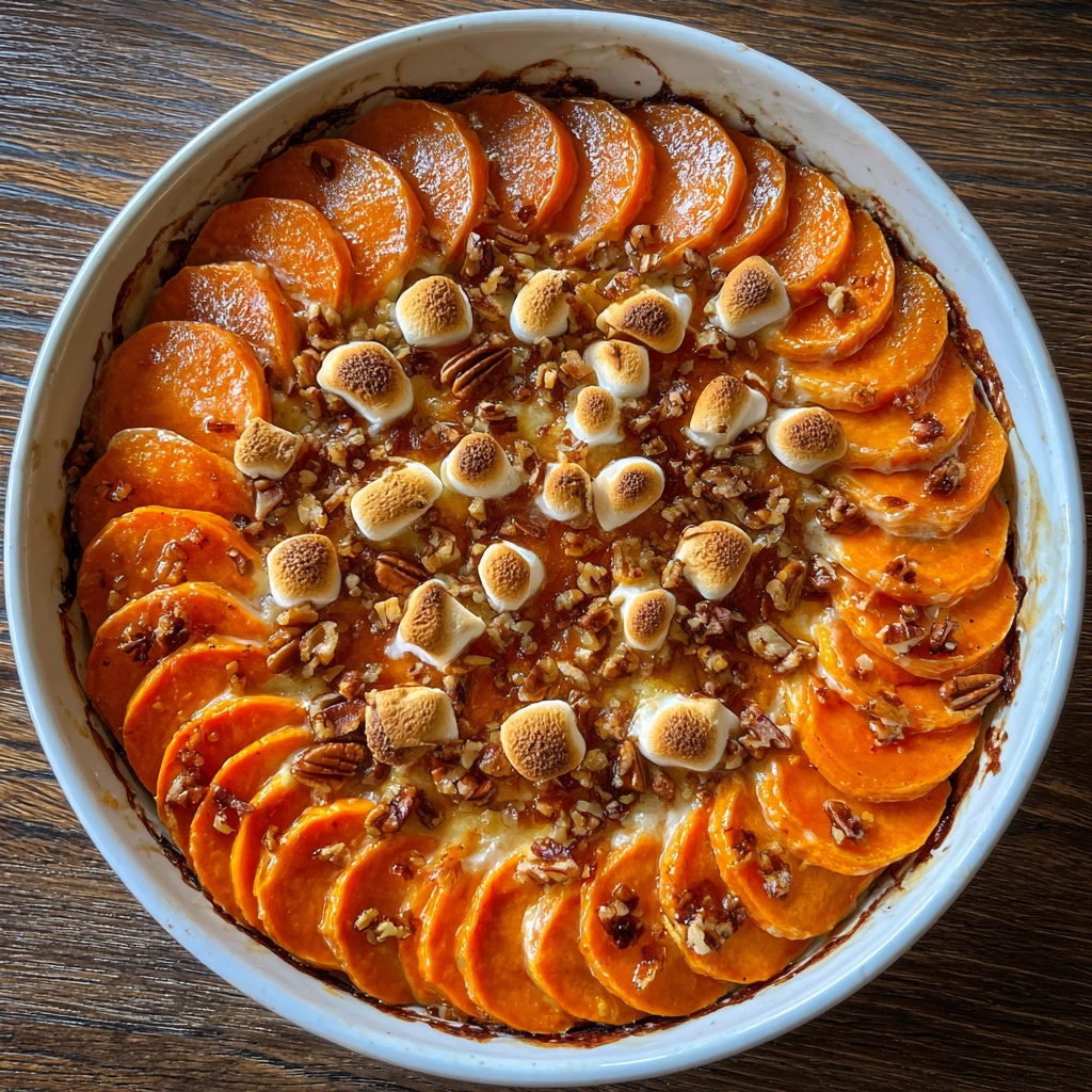 Savory and Sweet Scalloped Sweet Potatoes with Creamy Cheese Sauce