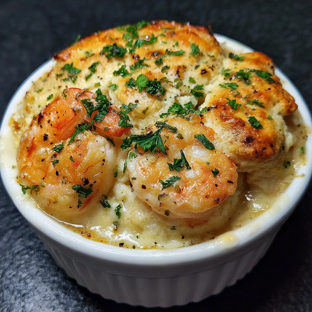 Decadent Shrimp & Lobster Cheddar Bay Biscuit Pot Pie with Creamy Sauce