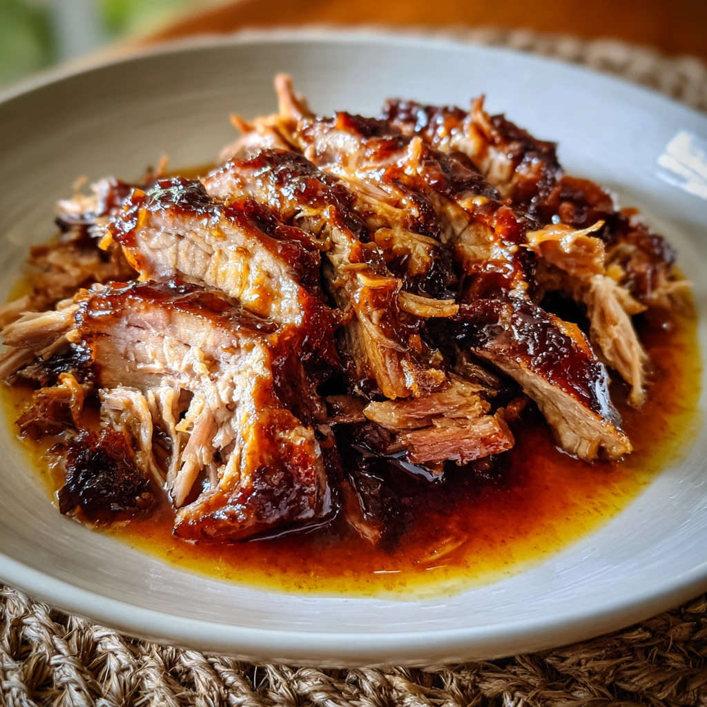 Tender Slow Cooker Brown Sugar Balsamic Glazed Pork Tenderloin with Herbs