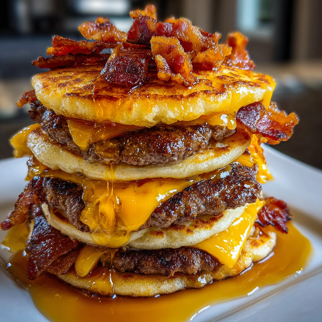 Irresistibly Decadent Smash Burger Pancakes with Savory Toppings