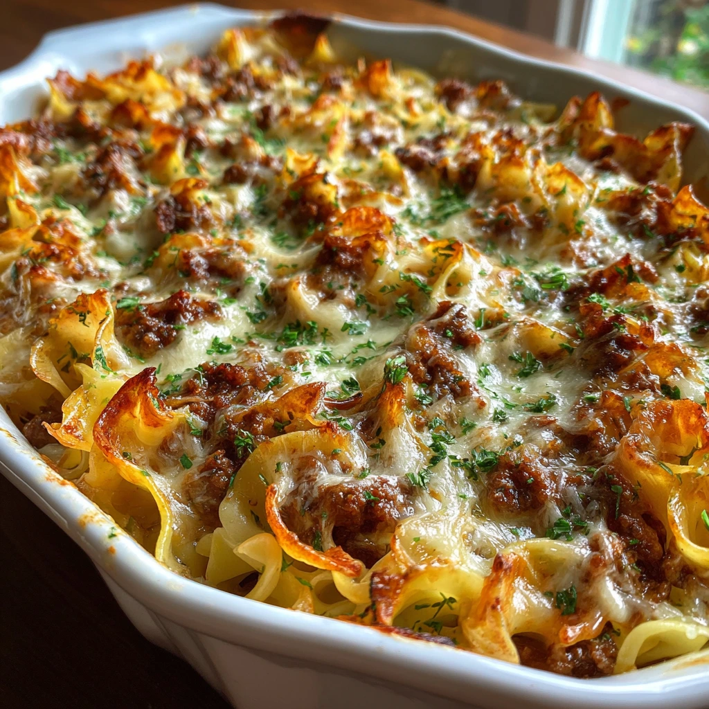 Creamy Sour Cream Beef Noodle Casserole with Savory Seasoning