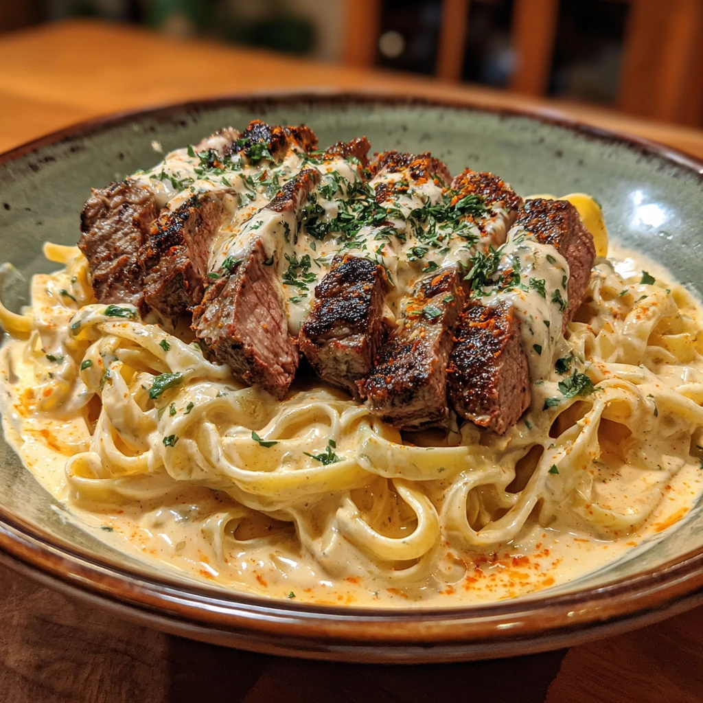 Savory Spicy Cajun Steak with Creamy Alfredo Pasta for Flavor Lovers
