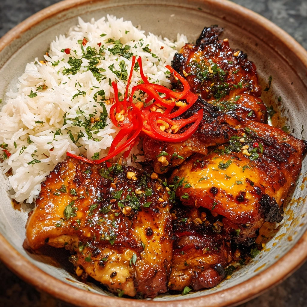 Sweet and Spicy Maple Chicken with Creamy Coconut Rice Delight