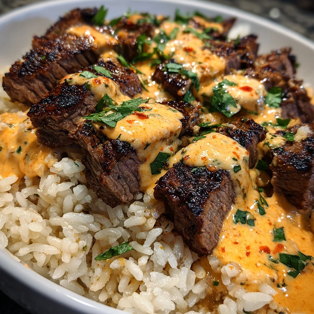 Savory Steak Queso Rice Bowl with Creamy Cheese and Spicy Peppers