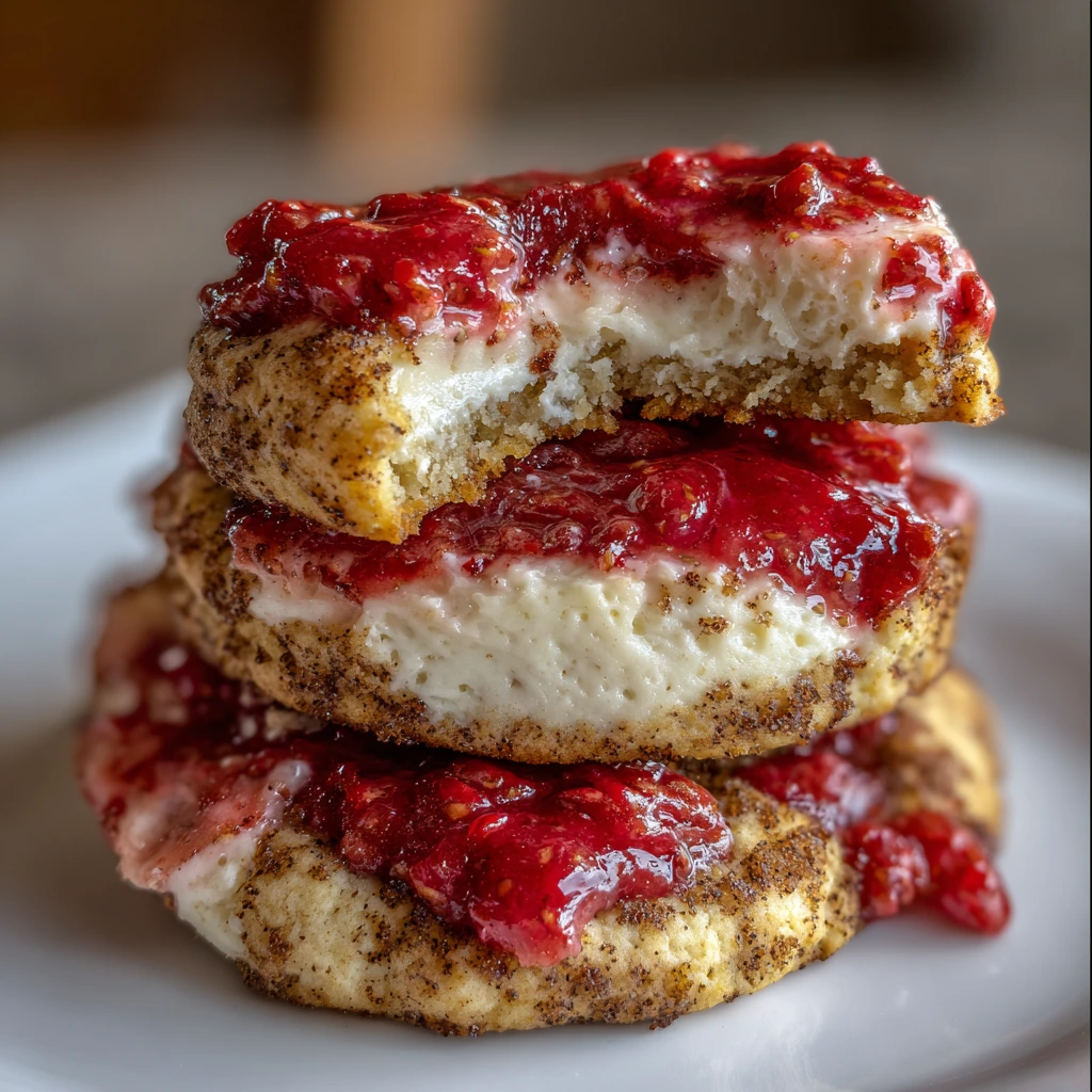 Delicious Strawberry Cheesecake Cookies with Creamy Filling and Crunchy Crust