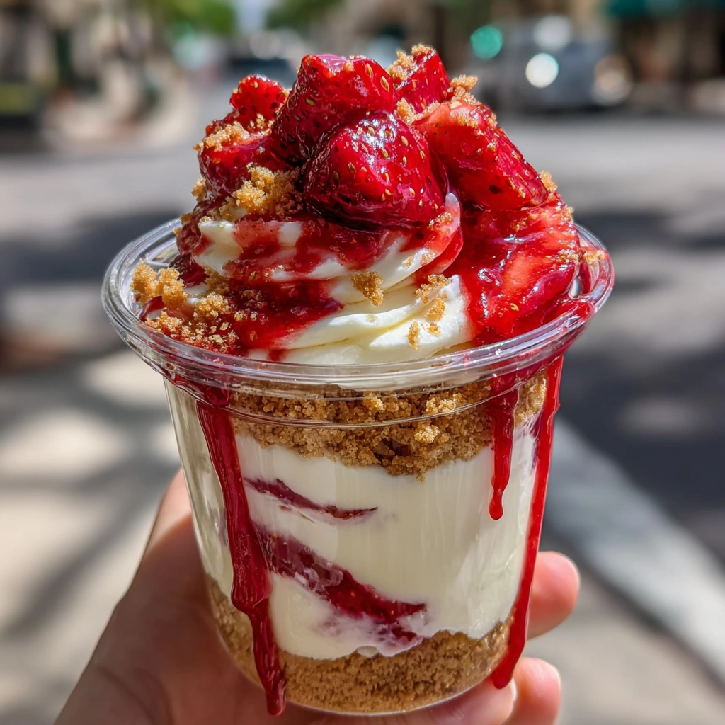 Decadent Strawberry Cheesecake Cups with Creamy Filling and Crunchy Crust