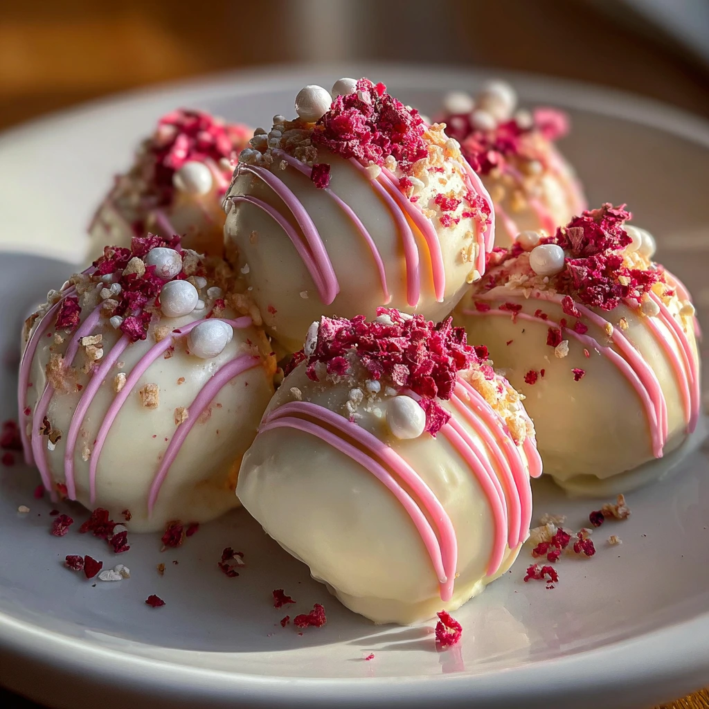 Deliciously Decadent Strawberry Cheesecake Truffle Balls with Creamy Filling
