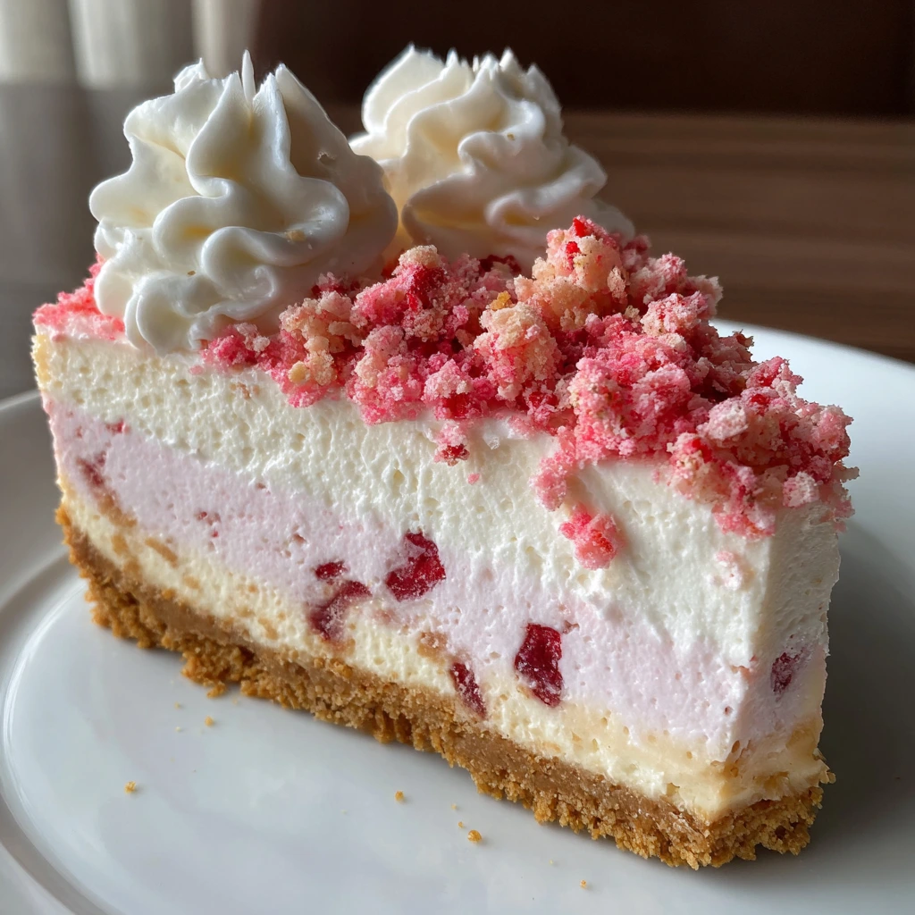 Decadent Strawberry Crunch Cheesecake with a Crunchy Topping