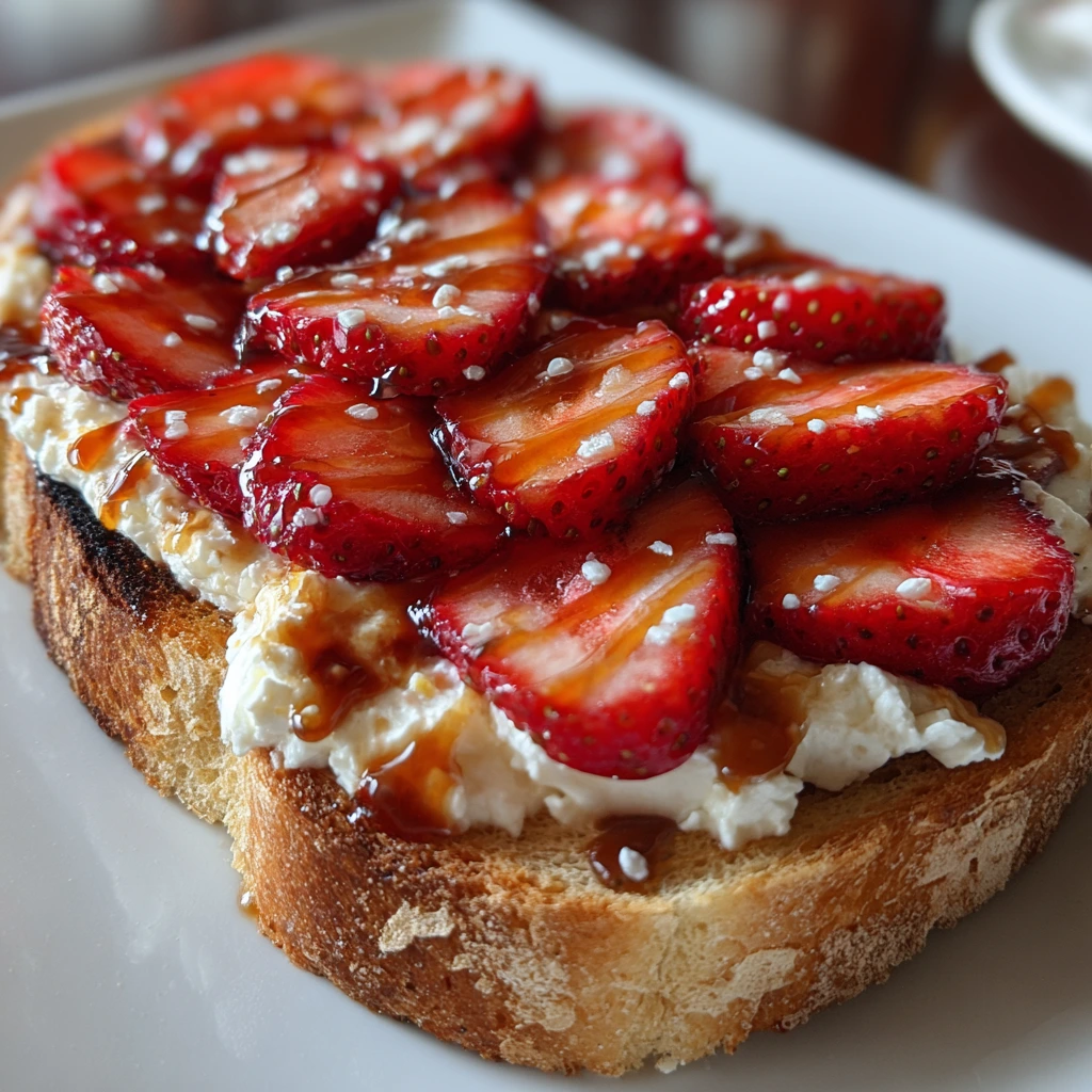 Delicious Strawberry Ricotta Toast with Honey and Fresh Mint